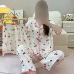 تصویر ۵ برای "ست بلوز شلوار وارداتی 3 تیکه پنبه گیلاسی کد"