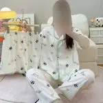 تصویر ۵ برای "ست بلوز شلوار وارداتی 3 تیکه پنبه پاندا کد"