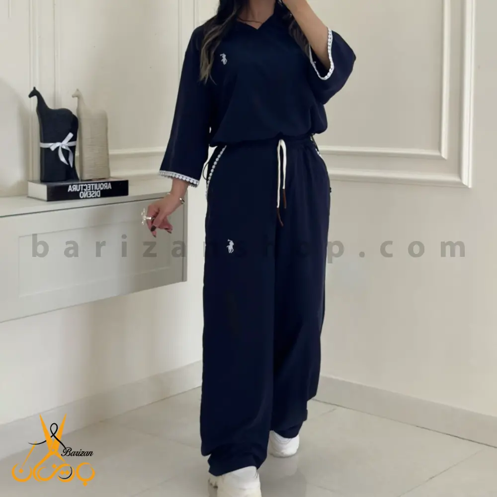 تصویر اصلی ست تیشرت و شلوار زنانه کتان سیلک POLO