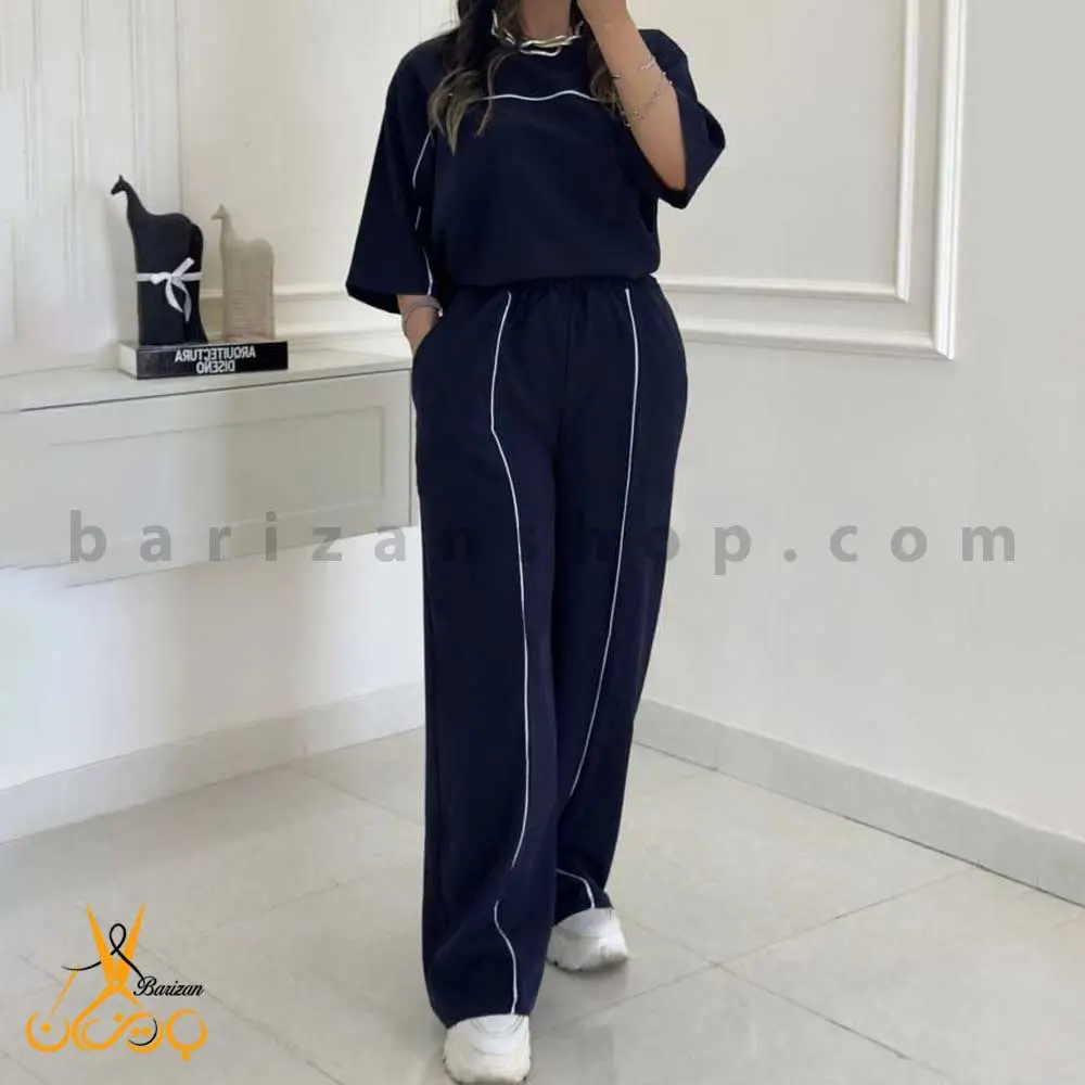 تصویر اصلی ست تیشرت و شلوار زنانه کتان سیلک